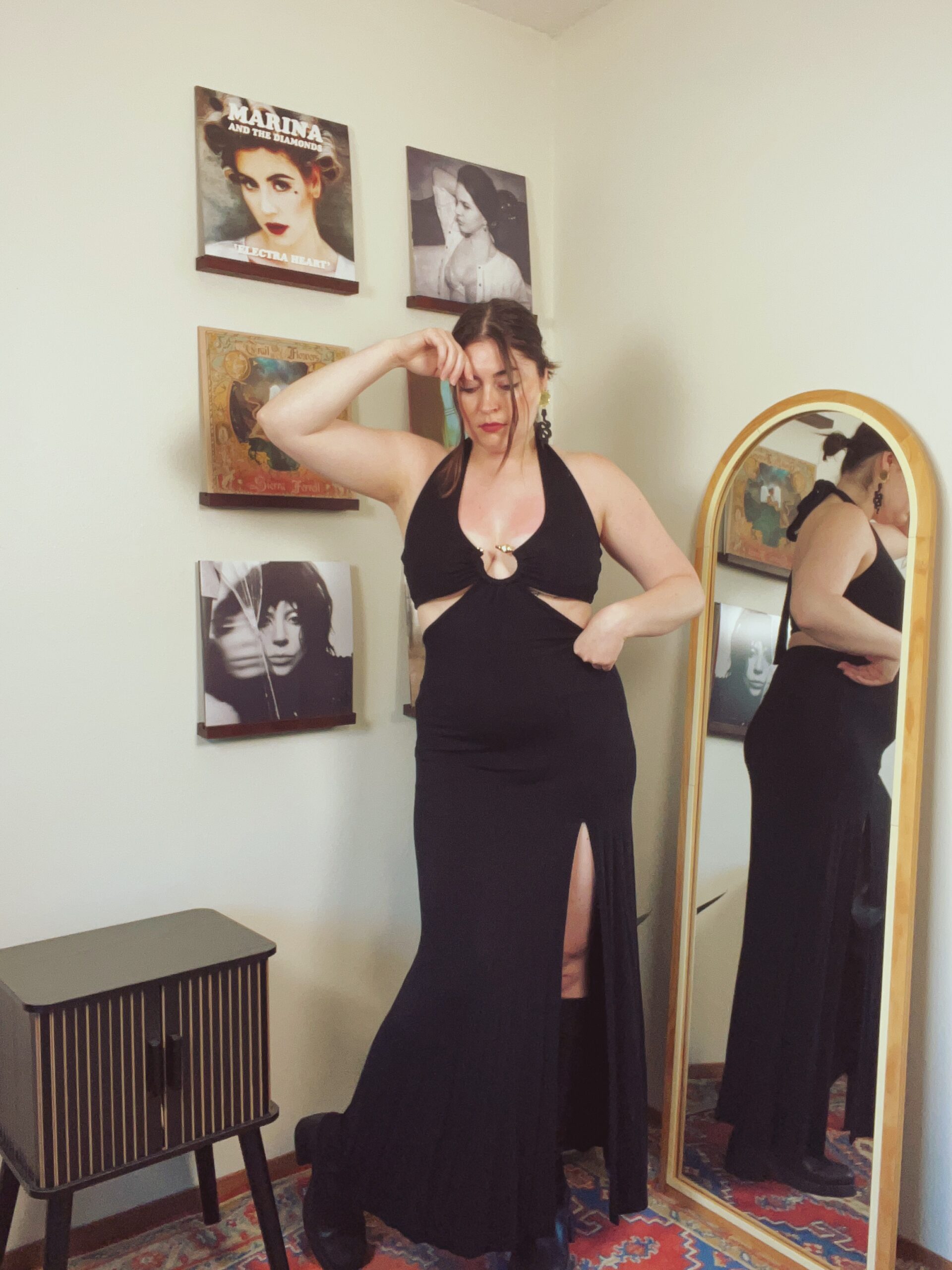 Be the Drama in a Slinky Black Snake Dress