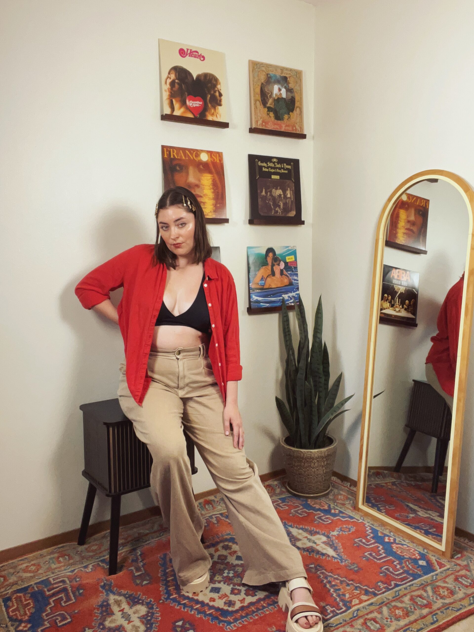 Be Daring in an Open Linen Shirt and Wide-Leg Pants