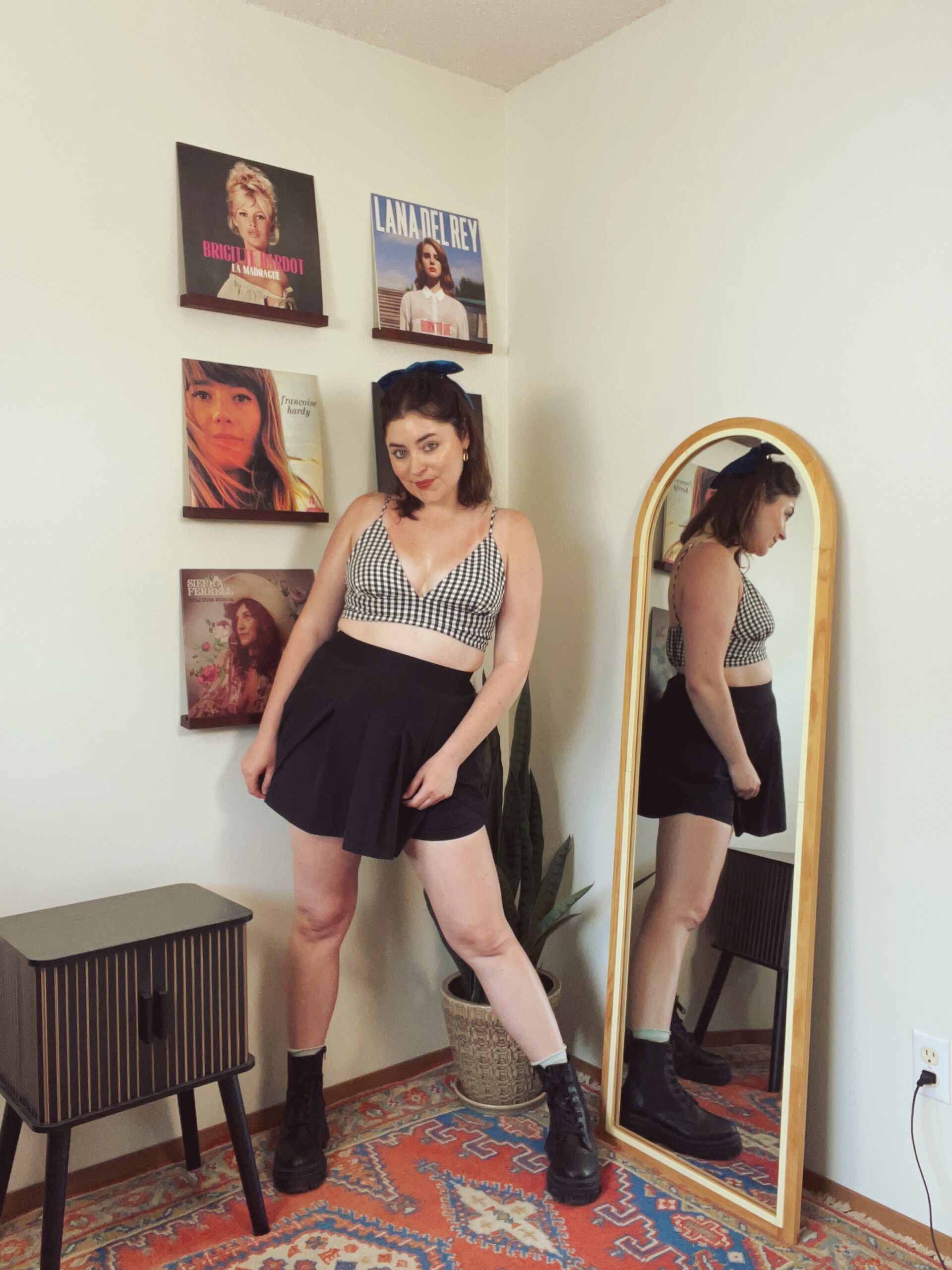 Go Girly in a Pleated Skirt and Gingham Top