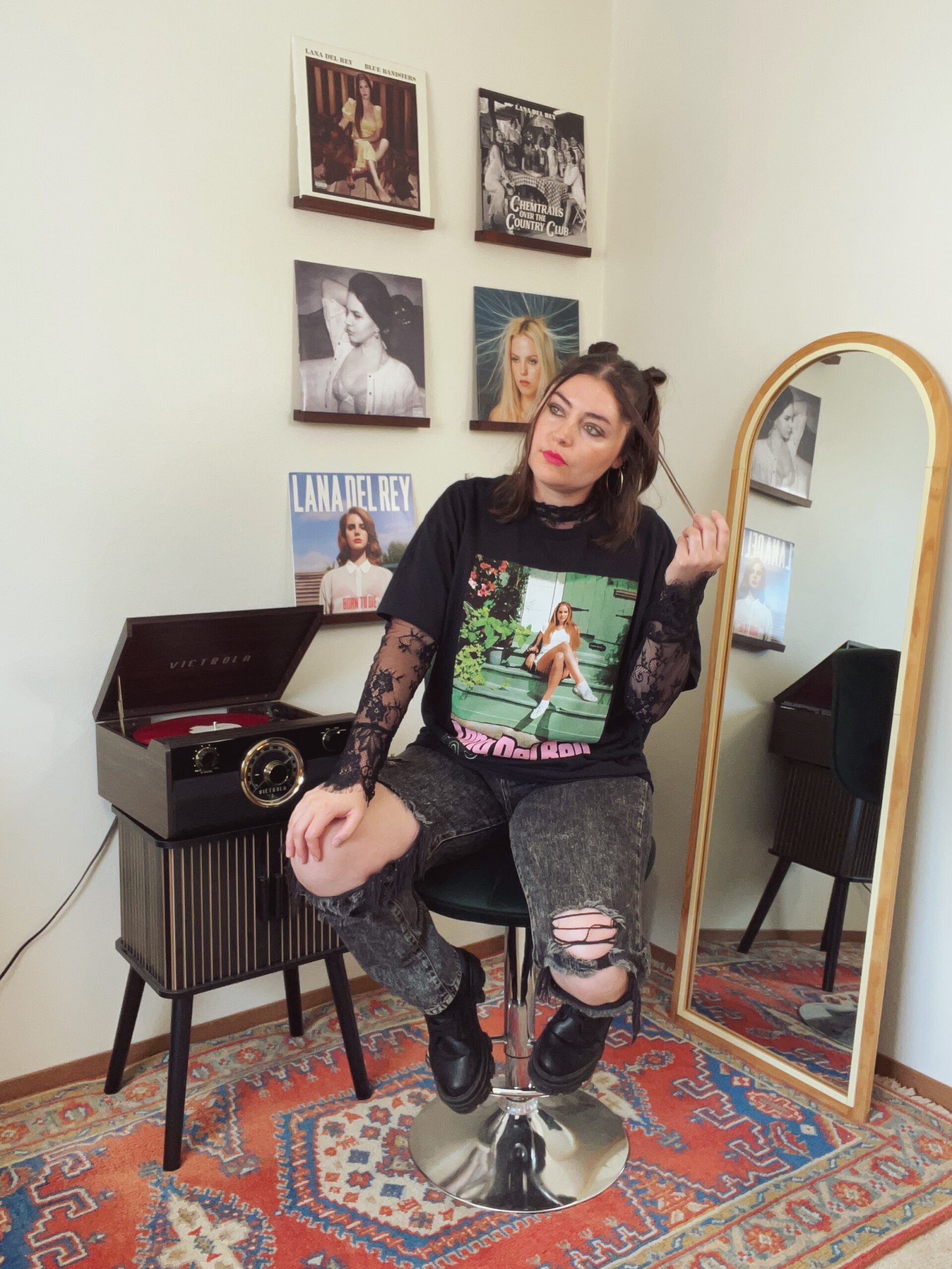 Feeling Edgy in a Graphic Tee & Lace